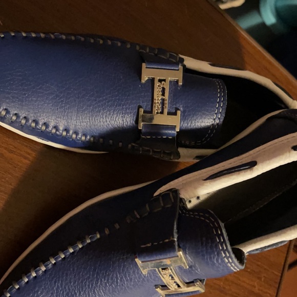 100% leather shoes for men size 8 color white blue main image 6